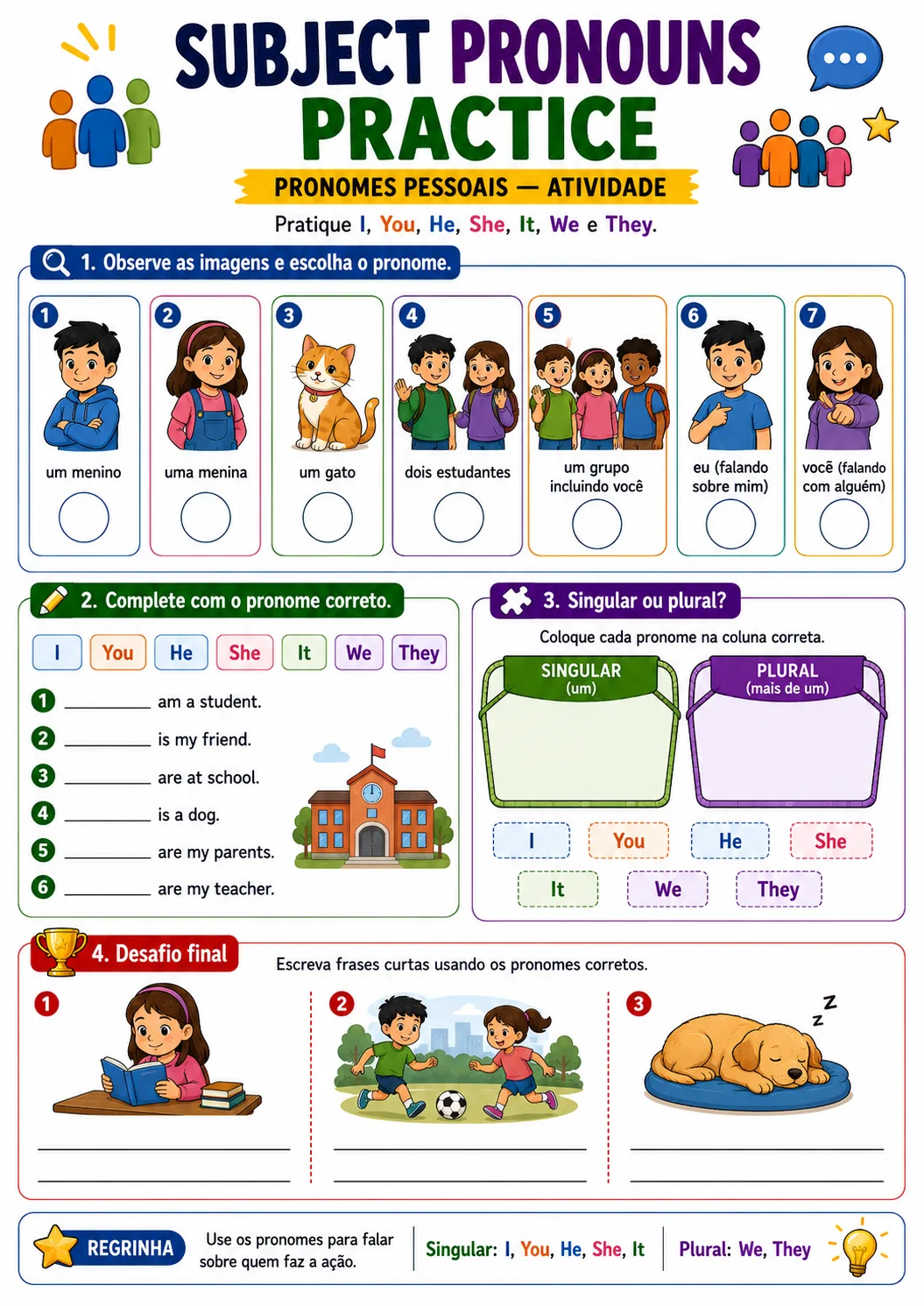 Página visual de gramática: Subject Pronouns — Practice